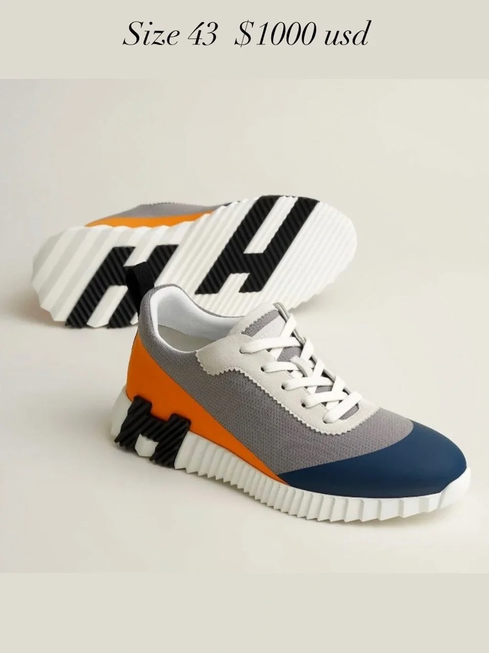 Hermes Men's Homme Bouncing Sneakers Size 43